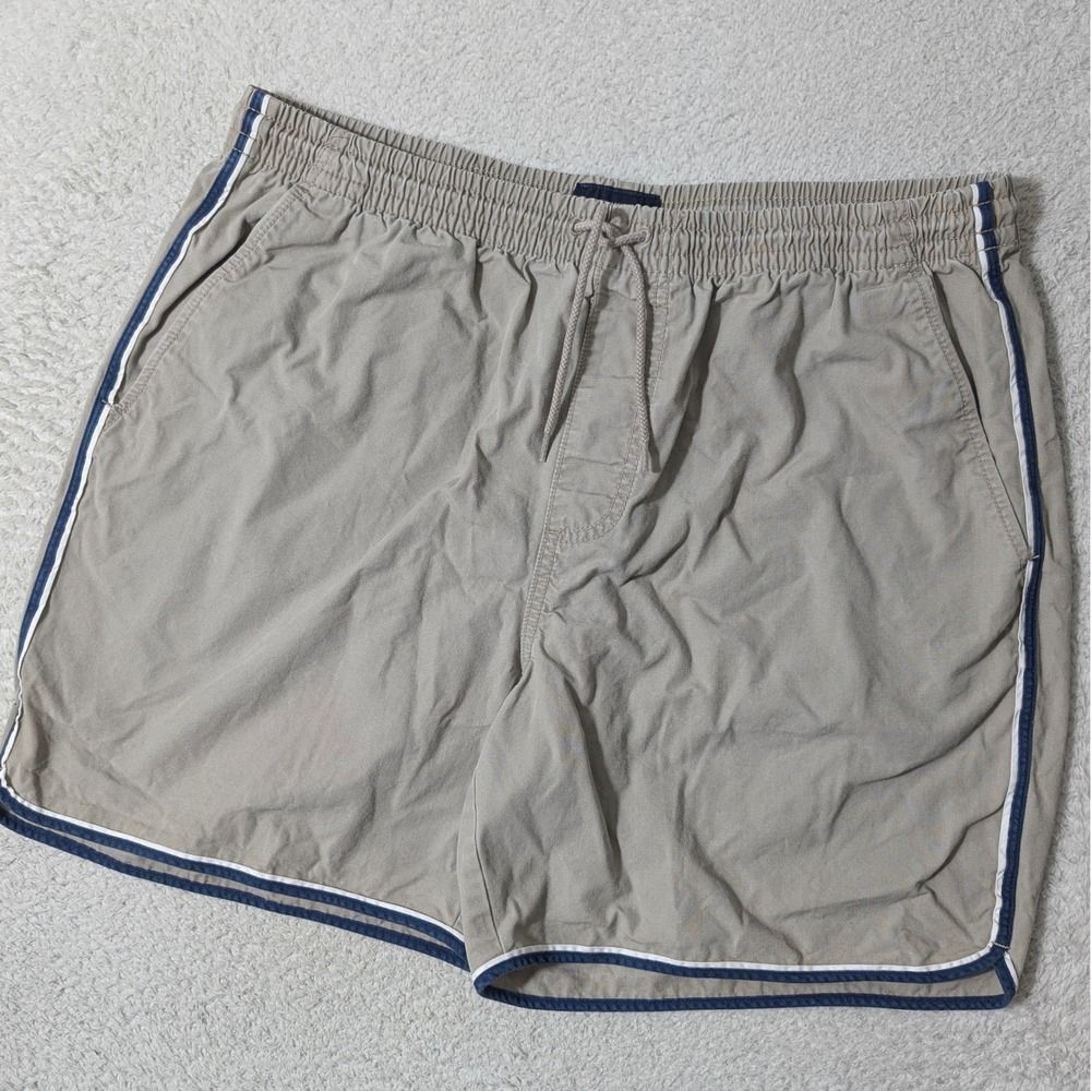 J.Crew Shorts Mens Med Khaki Tan 33/6 Side Stripe Elastic Drawstring L6992